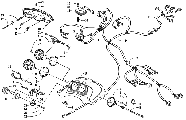 Parts Diagram for Arctic Cat 2001 ZR 500 EFI (ESR) SNOWMOBILE HEADLIGHT, INSTRUMENTS, AND WIRING ASSEMBLIES