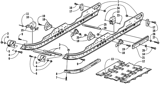 Parts Diagram for Arctic Cat 2001 THUNDERCAT SNOWMOBILE SLIDE RAIL AND TRACK ASSEMBLY