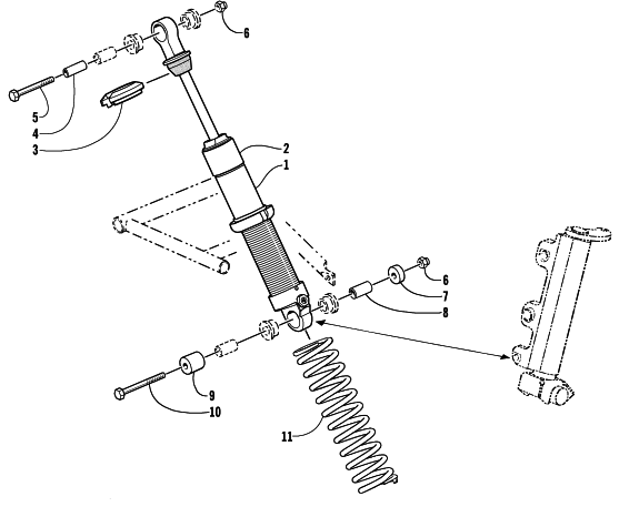 Parts Diagram for Arctic Cat 2002 MOUNTAIN CAT 800 EFI (LE 144) SNOWMOBILE FRONT SUSPENSION SHOCK ABSORBER ASSEMBLY