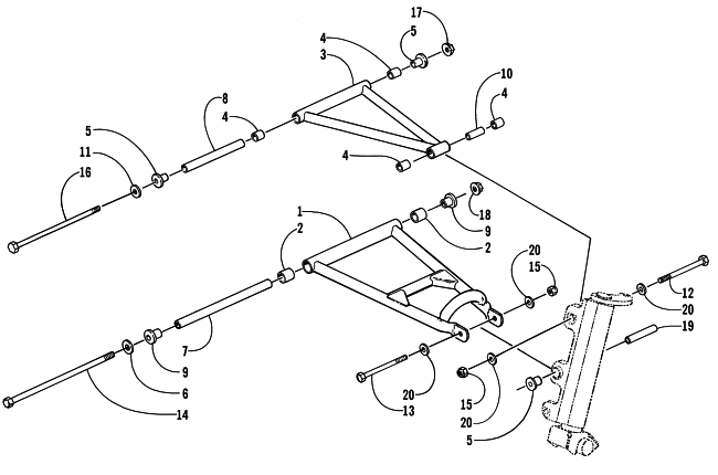 Parts Diagram for Arctic Cat 2001 MOUNTAIN CAT 1000 () SNOWMOBILE A-ARM ASSEMBLY