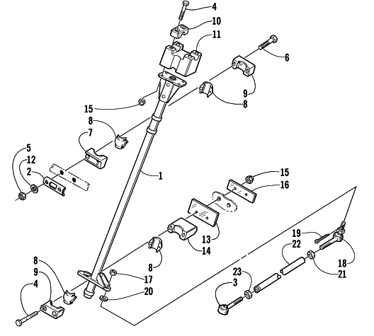 Parts Diagram for Arctic Cat 2001 MOUNTAIN CAT 600 EFI () SNOWMOBILE STEERING POST ASSEMBLY