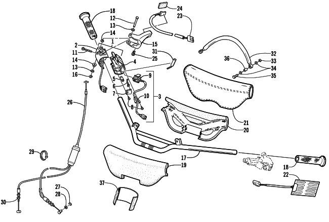 Parts Diagram for Arctic Cat 2001 MOUNTAIN CAT 1000 SNOWMOBILE HANDLEBAR AND CONTROLS