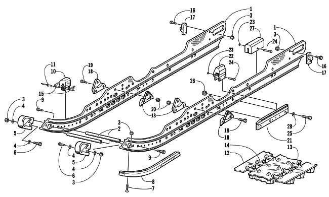 Parts Diagram for Arctic Cat 2001 MOUNTAIN CAT 1000 () SNOWMOBILE SLIDE RAIL AND TRACK ASSEMBLY