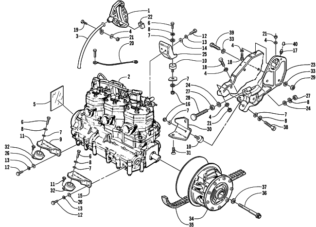Parts Diagram for Arctic Cat 2001 MOUNTAIN CAT 1000 SNOWMOBILE ENGINE AND RELATED PARTS