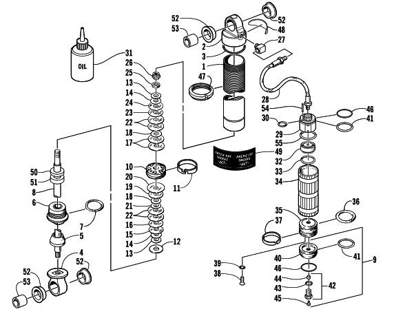 Parts Diagram for Arctic Cat 2001 ZRT 800 SNOWMOBILE FRONT SUSPENSION SHOCK ABSORBER