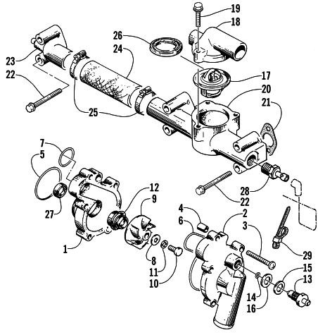 Parts Diagram for Arctic Cat 2001 MOUNTAIN CAT 1000 () SNOWMOBILE WATER PUMP/WATER MANIFOLD