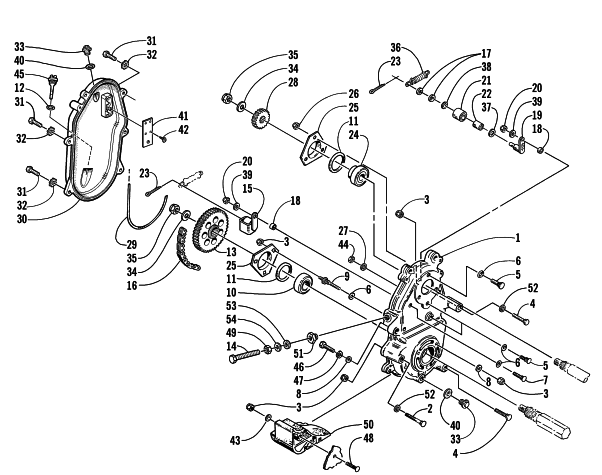 Parts Diagram for Arctic Cat 2001 MOUNTAIN CAT 600 EFI SNOWMOBILE DRIVE/DROPCASE ASSEMBLY