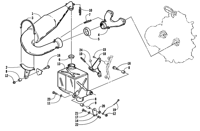 Parts Diagram for Arctic Cat 2001 MOUNTAIN CAT 500 EFI () SNOWMOBILE EXHAUST ASSEMBLY