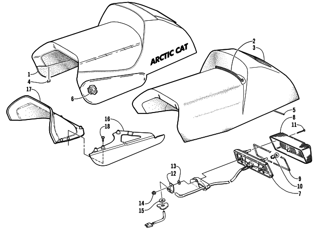 Parts Diagram for Arctic Cat 2001 ZR 600 EFI () SNOWMOBILE SEAT AND TAILLIGHT ASSEMBLY