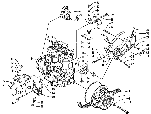 Parts Diagram for Arctic Cat 2001 ZR 500 EFI SNOWMOBILE ENGINE AND RELATED PARTS