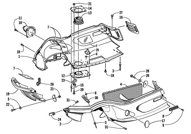 Parts Diagram for Arctic Cat 2002 ZR 500 SNOWMOBILE BELLY PAN AND FRONT BUMPER ASSEMBLY