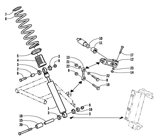 Parts Diagram for Arctic Cat 2000 ZL 700 SNOWMOBILE SHOCK ABSORBER AND SWAY BAR ASSEMBLY