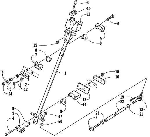 Parts Diagram for Arctic Cat 2001 MOUNTAIN CAT 500 EFI SNOWMOBILE STEERING POST ASSEMBLY