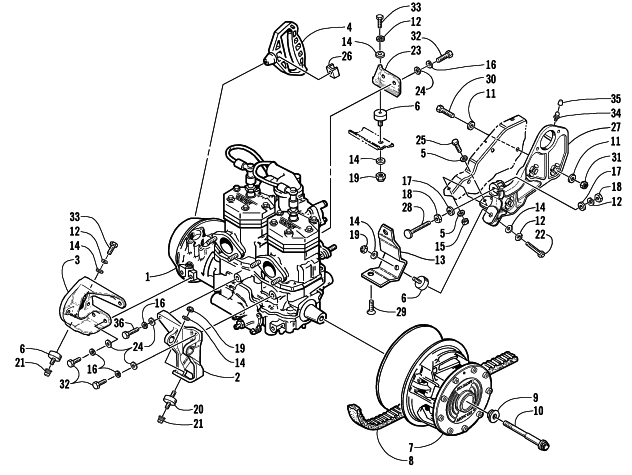 Parts Diagram for Arctic Cat 2001 PANTERA 580 EFI SNOWMOBILE ENGINE AND RELATED PARTS