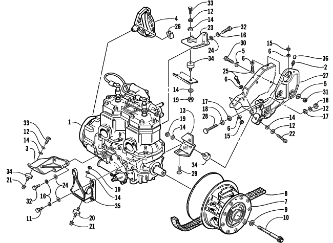 Parts Diagram for Arctic Cat 2001 MOUNTAIN CAT 500 EFI () SNOWMOBILE ENGINE AND RELATED PARTS
