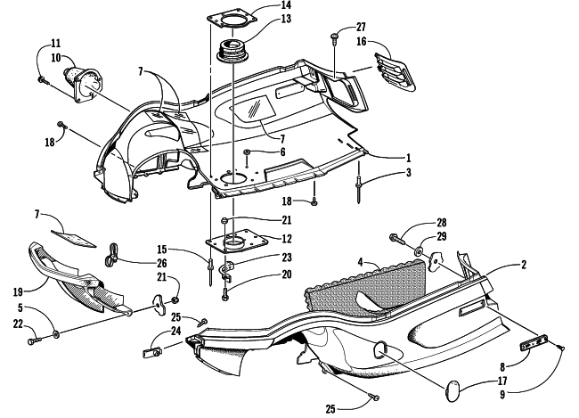 Parts Diagram for Arctic Cat 2001 Z 370 () SNOWMOBILE BELLY PAN AND FRONT BUMPER ASSEMBLY