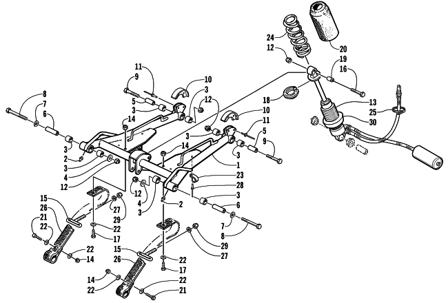 Parts Diagram for Arctic Cat 2001 MOUNTAIN CAT 800 () SNOWMOBILE REAR SUSPENSION FRONT ARM ASSEMBLY