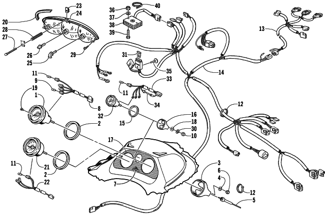Parts Diagram for Arctic Cat 2001 PANTERA 1000 () SNOWMOBILE HEADLIGHT, INSTRUMENTS, AND WIRING ASSEMBLIES