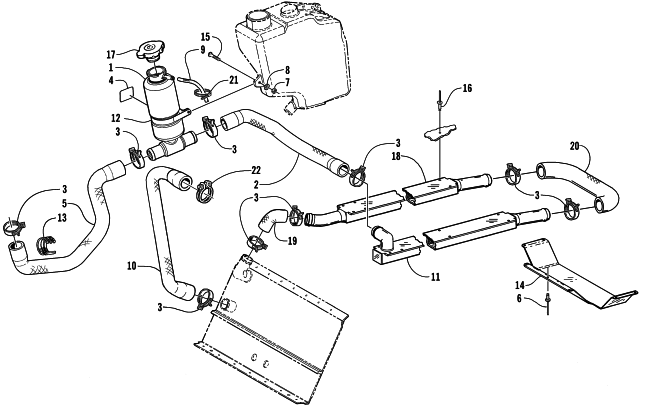 Parts Diagram for Arctic Cat 2001 PANTERA 1000 () SNOWMOBILE COOLING ASSEMBLY