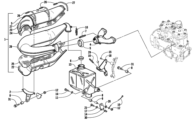 Parts Diagram for Arctic Cat 2001 MOUNTAIN CAT 600 EFI () SNOWMOBILE EXHAUST ASSEMBLY