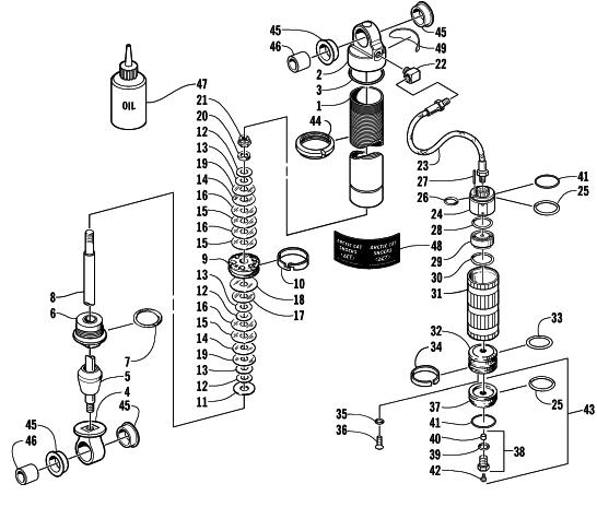 Parts Diagram for Arctic Cat 2001 MOUNTAIN CAT 600 EFI SNOWMOBILE FRONT SUSPENSION SHOCK ABSORBER