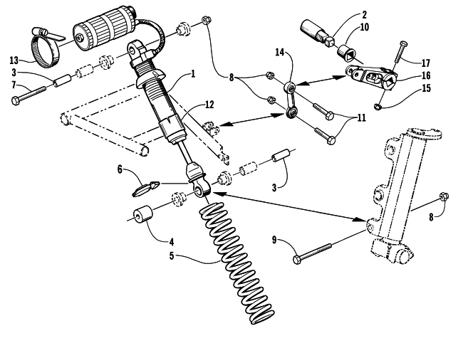 Parts Diagram for Arctic Cat 2001 ZR 600 EFI LE SNOWMOBILE SHOCK ABSORBER AND SWAY BAR ASSEMBLY