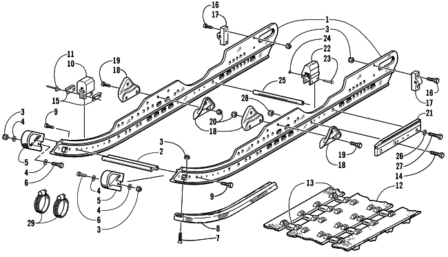 Parts Diagram for Arctic Cat 2001 ZR 800 SNOWMOBILE SLIDE RAIL AND TRACK ASSEMBLY (LE)