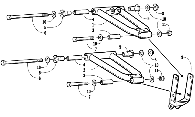 Parts Diagram for Arctic Cat 2002 ZR 120 SNOWMOBILE A-ARM ASSEMBLY