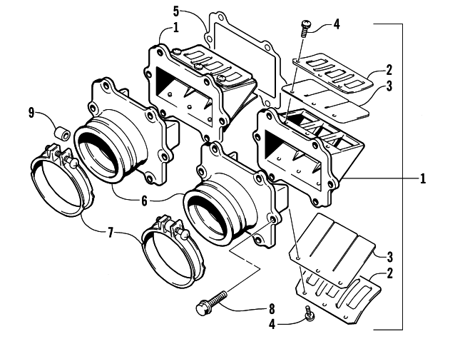 Parts Diagram for Arctic Cat 2001 MOUNTAIN CAT 600 EFI LE () SNOWMOBILE REED VALVE ASSEMBLY