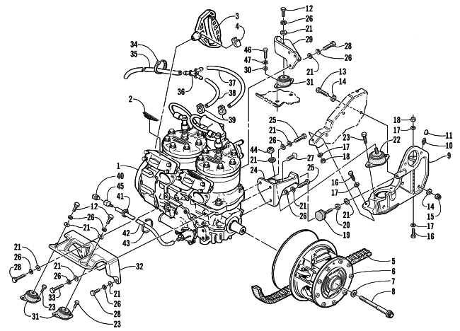 Parts Diagram for Arctic Cat 2001 ZR 800 SNOWMOBILE ENGINE AND RELATED PARTS