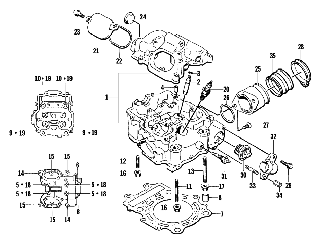 Parts Diagram for Arctic Cat 2001 500 (MANUAL TRANSMISSION) ATV CYLINDER HEAD ASSEMBLY