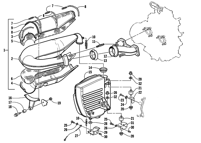 Parts Diagram for Arctic Cat 2001 ZR 800 () SNOWMOBILE EXHAUST ASSEMBLY