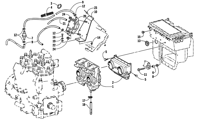 Parts Diagram for Arctic Cat 2001 MOUNTAIN CAT 800 SNOWMOBILE CARBURETOR AND FUEL PUMP ASSEMBLY