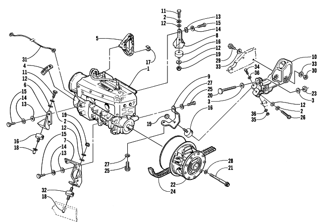 Parts Diagram for Arctic Cat 2001 PANTHER 370 () SNOWMOBILE ENGINE AND RELATED PARTS