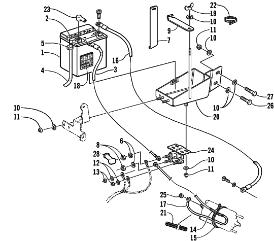 Parts Diagram for Arctic Cat 2001 TRIPLE TOURING 600 () SNOWMOBILE BATTERY, SOLENOID, AND CABLES