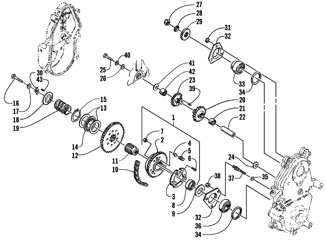 Parts Diagram for Arctic Cat 2001 PANTHER 550 SNOWMOBILE DRIVE/REVERSE DROPCASE ASSEMBLY