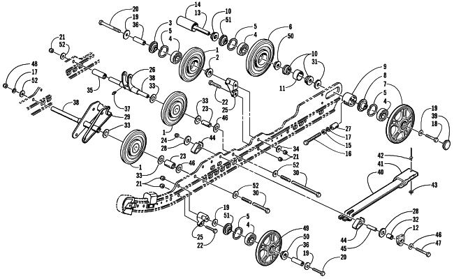 Parts Diagram for Arctic Cat 2001 PANTERA 1000 () SNOWMOBILE IDLER WHEEL AND AXLE ASSEMBLIES