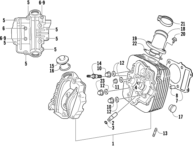 Parts Diagram for Arctic Cat 2005 250 2X4 ATV CYLINDER HEAD ASSEMBLY