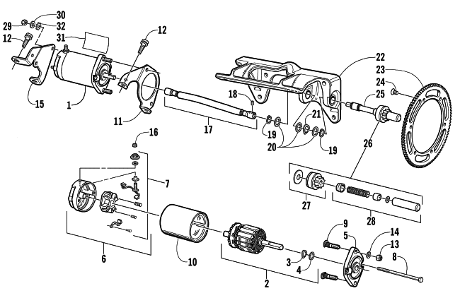 Parts Diagram for Arctic Cat 2001 MOUNTAIN CAT 800 SNOWMOBILE FLEX-DRIVE STARTER MOTOR ASSEMBLY(OPTIONAL)
