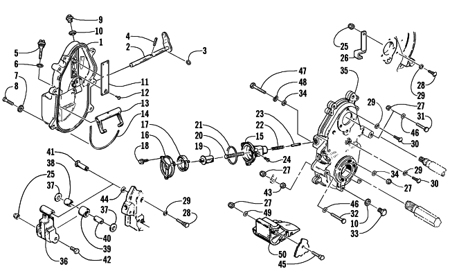 Parts Diagram for Arctic Cat 2001 ZL 800 (ESR ILLUSION) SNOWMOBILE DROPCASE AND CHAIN TENSION ASSEMBLY