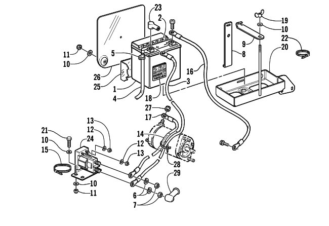 Parts Diagram for Arctic Cat 2001 ZL 800 (ESR) SNOWMOBILE BATTERY, SOLENOID, AND CABLES