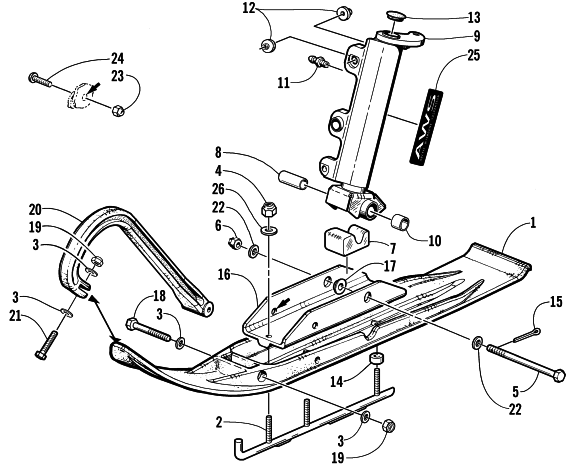 Parts Diagram for Arctic Cat 2001 ZL 800 (ESR) SNOWMOBILE SKI AND SPINDLE ASSEMBLY