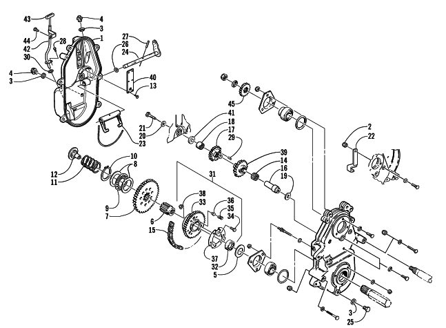Parts Diagram for Arctic Cat 2001 MOUNTAIN CAT 800 SNOWMOBILE DRIVE/REVERSE DROPCASE ASSEMBLY (Optional)