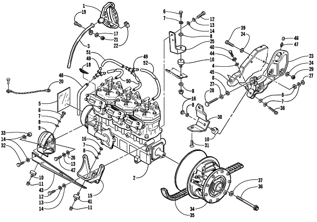 Parts Diagram for Arctic Cat 2001 TRIPLE TOURING 600 () SNOWMOBILE ENGINE AND RELATED PARTS