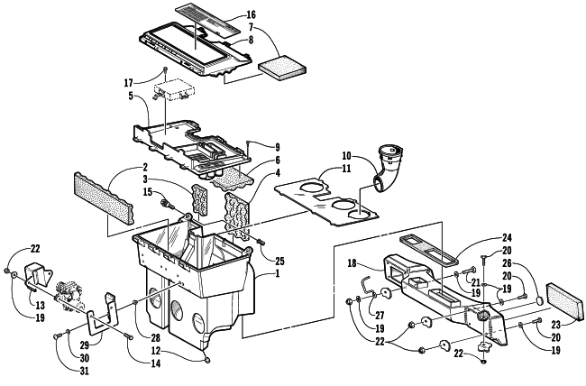Parts Diagram for Arctic Cat 2001 TRIPLE TOURING 600 () SNOWMOBILE AIR SILENCER ASSEMBLY