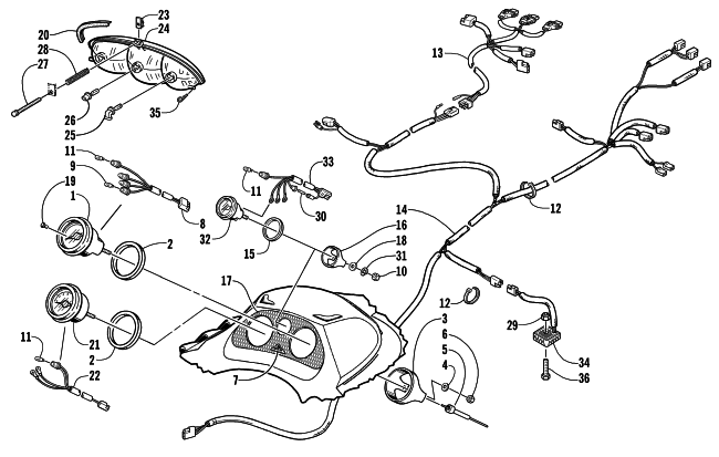Parts Diagram for Arctic Cat 2001 ZRT 600 LE SNOWMOBILE HEADLIGHT, INSTRUMENTS, AND WIRING ASSEMBLIES