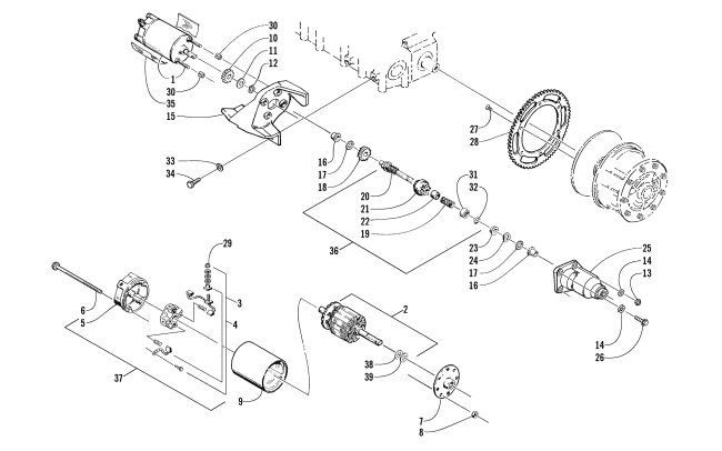 Parts Diagram for Arctic Cat 2001 THUNDERCAT SNOWMOBILE ELECTRIC START - STARTER MOTOR ASSEMBLY (OPTIONAL)