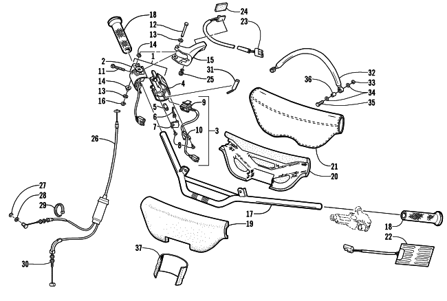 Parts Diagram for Arctic Cat 2001 MOUNTAIN CAT 800 () SNOWMOBILE HANDLEBAR AND CONTROLS