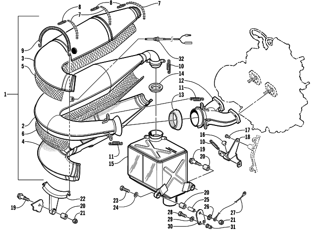 Parts Diagram for Arctic Cat 2001 ZR 500 SNOWMOBILE EXHAUST ASSEMBLY