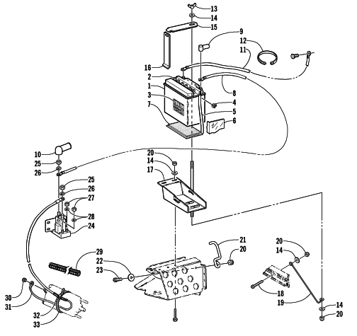 Parts Diagram for Arctic Cat 2002 BEARCAT WIDE TRACK SNOWMOBILE ELECTRIC START - BATTERY ASSEMBLY